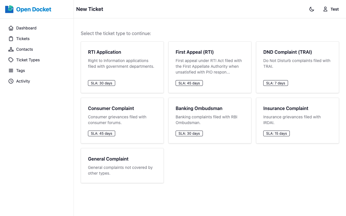 Ticket Type Selection